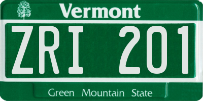 VT license plate ZRI201
