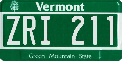 VT license plate ZRI211