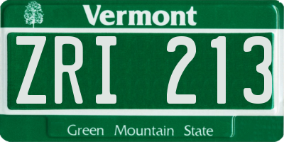 VT license plate ZRI213