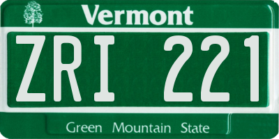 VT license plate ZRI221