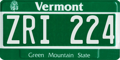 VT license plate ZRI224
