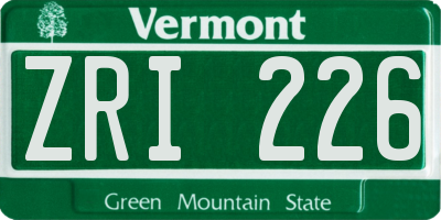 VT license plate ZRI226
