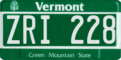 VT license plate ZRI228