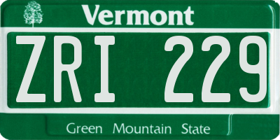 VT license plate ZRI229