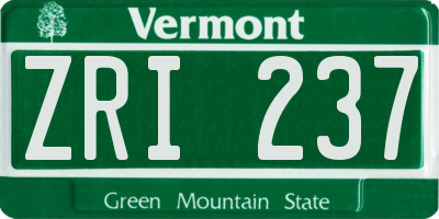 VT license plate ZRI237