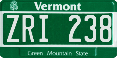 VT license plate ZRI238