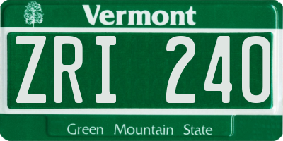 VT license plate ZRI240