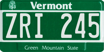 VT license plate ZRI245