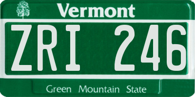 VT license plate ZRI246