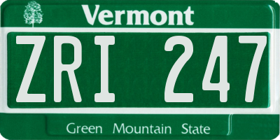 VT license plate ZRI247