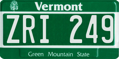 VT license plate ZRI249