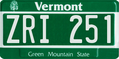 VT license plate ZRI251