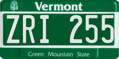 VT license plate ZRI255
