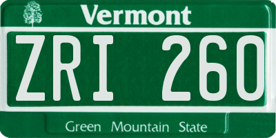 VT license plate ZRI260