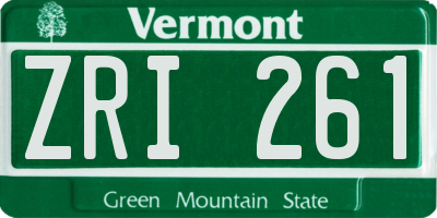 VT license plate ZRI261