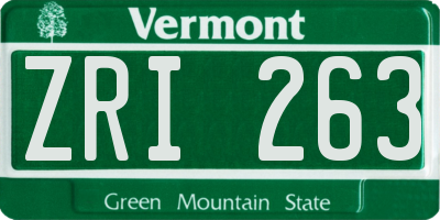 VT license plate ZRI263