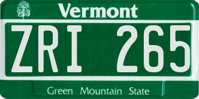 VT license plate ZRI265