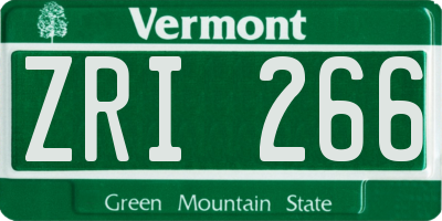 VT license plate ZRI266