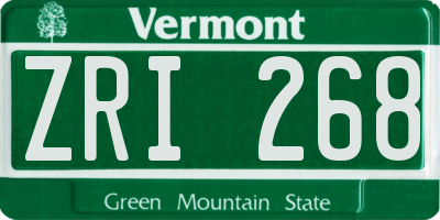 VT license plate ZRI268