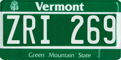 VT license plate ZRI269