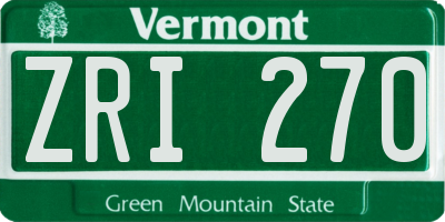 VT license plate ZRI270