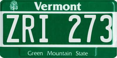VT license plate ZRI273