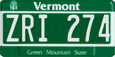 VT license plate ZRI274