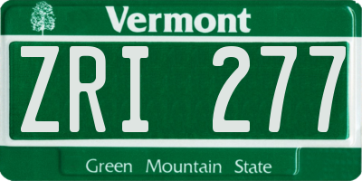 VT license plate ZRI277