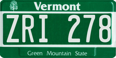 VT license plate ZRI278