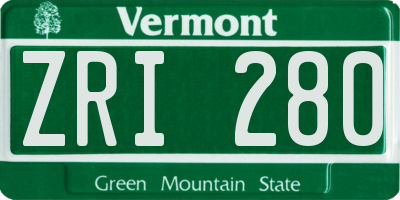VT license plate ZRI280