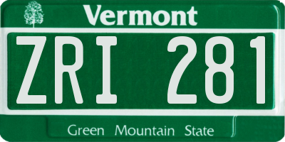 VT license plate ZRI281