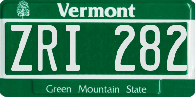 VT license plate ZRI282