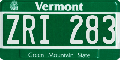 VT license plate ZRI283