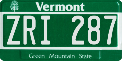 VT license plate ZRI287