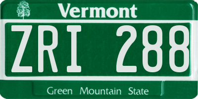 VT license plate ZRI288