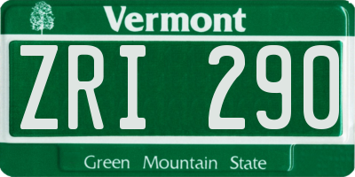 VT license plate ZRI290