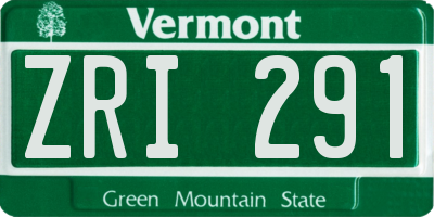 VT license plate ZRI291