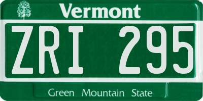VT license plate ZRI295