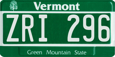VT license plate ZRI296