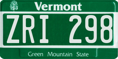 VT license plate ZRI298