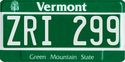 VT license plate ZRI299