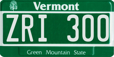 VT license plate ZRI300