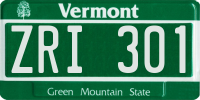 VT license plate ZRI301