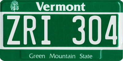 VT license plate ZRI304