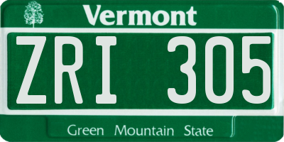 VT license plate ZRI305