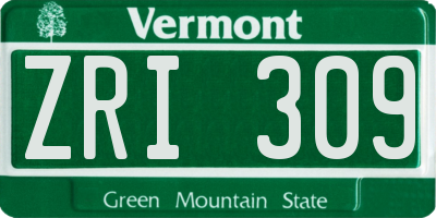 VT license plate ZRI309