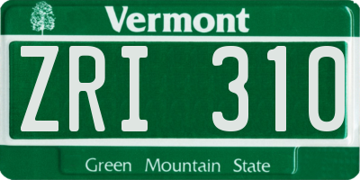 VT license plate ZRI310