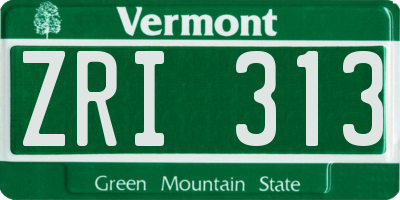 VT license plate ZRI313