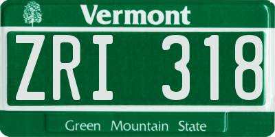 VT license plate ZRI318