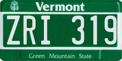 VT license plate ZRI319